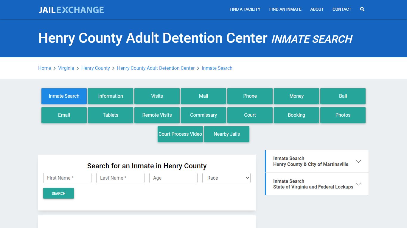 Henry County Adult Detention Center Inmate Search - Jail Exchange