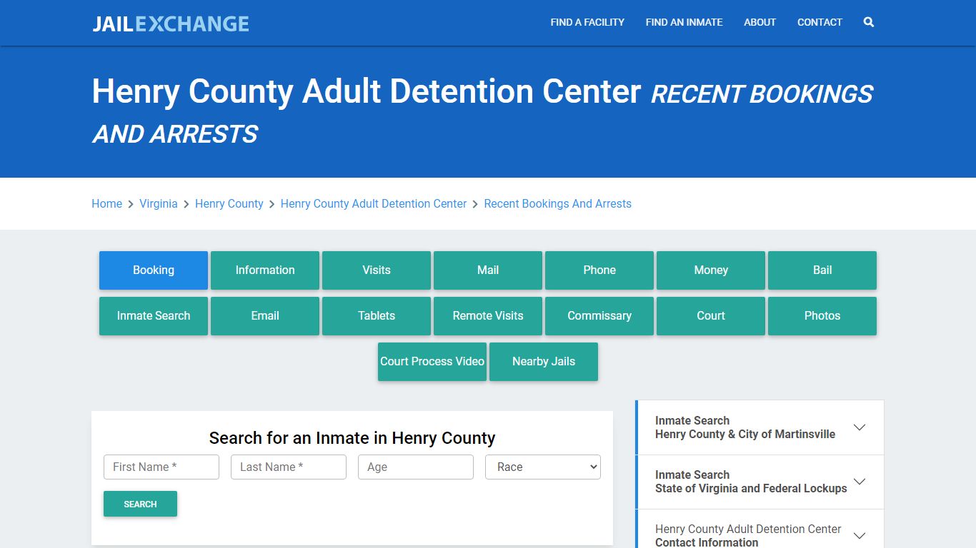 Henry County Adult Detention Center VA Recent Arrests and Bookings